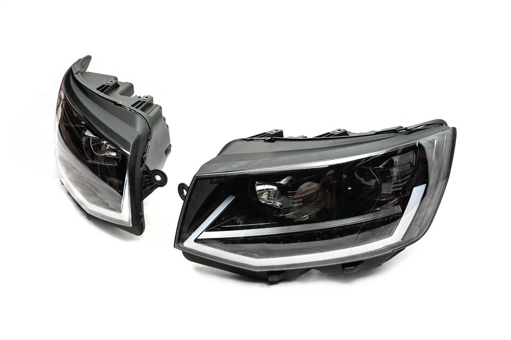 Front headlights with LED daytime running lights 2015-2019 (Black, 2 pcs) for Volkswagen T6 2015-2024 - image 4
