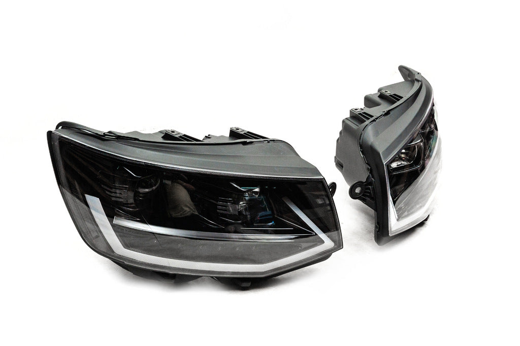 Front headlights with LED daytime running lights 2015-2019 (Black, 2 pcs) for Volkswagen T6 2015-2024 - image 5