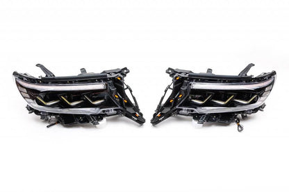 The front headlights Lexus-design-3-LED (2017+, 2 PCs) for Toyota Land Cruiser Prado 150 - Reelken Auto