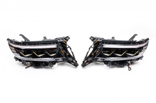 The front headlights Lexus-design-3-LED (2017+, 2 PCs) for Toyota Land Cruiser Prado 150 - Reelken Auto