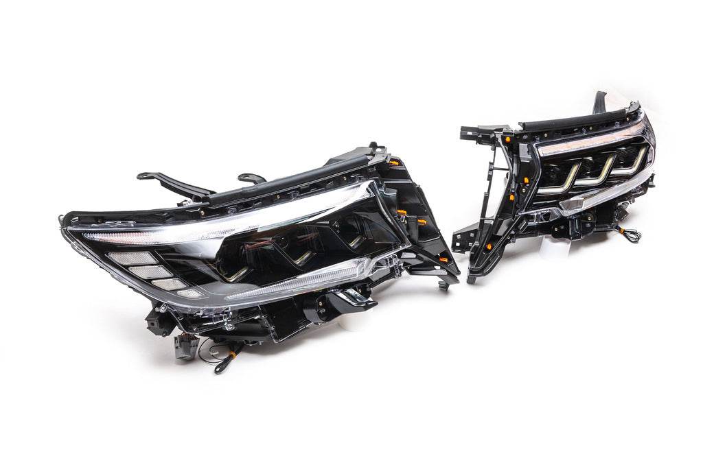 The front headlights Lexus-design-3-LED (2017+, 2 PCs) for Toyota Land Cruiser Prado 150 - Reelken Auto