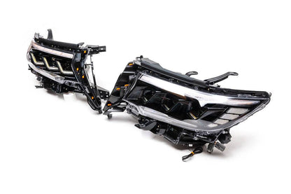 The front headlights Lexus-design-3-LED (2017+, 2 PCs) for Toyota Land Cruiser Prado 150 - Reelken Auto