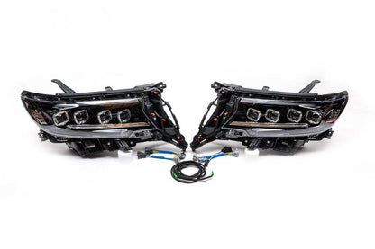 Lexus-design 4-LED V1 front optics (2017+, 2 pcs) for Toyota Land Cruiser Prado 150 - Reelken Auto