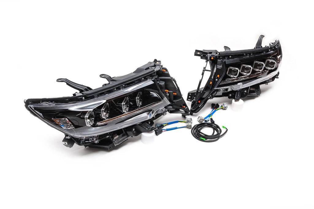 Lexus-design 4-LED V1 front optics (2017+, 2 pcs) for Toyota Land Cruiser Prado 150 - Reelken Auto
