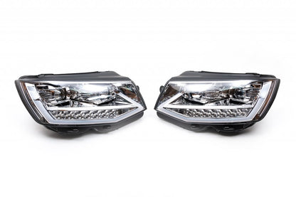Front headlights with LED daytime running lights 2015-2019 (Silver, 2 pcs) for Volkswagen T6 2015-2024 - image 1