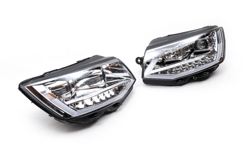 Front headlights with LED daytime running lights 2015-2019 (Silver, 2 pcs) for Volkswagen T6 2015-2024 - image 3