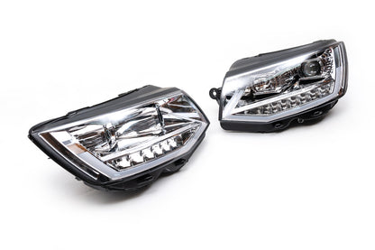 Front headlights with LED daytime running lights 2015-2019 (Silver, 2 pcs) for Volkswagen T6 2015-2024 - image 3