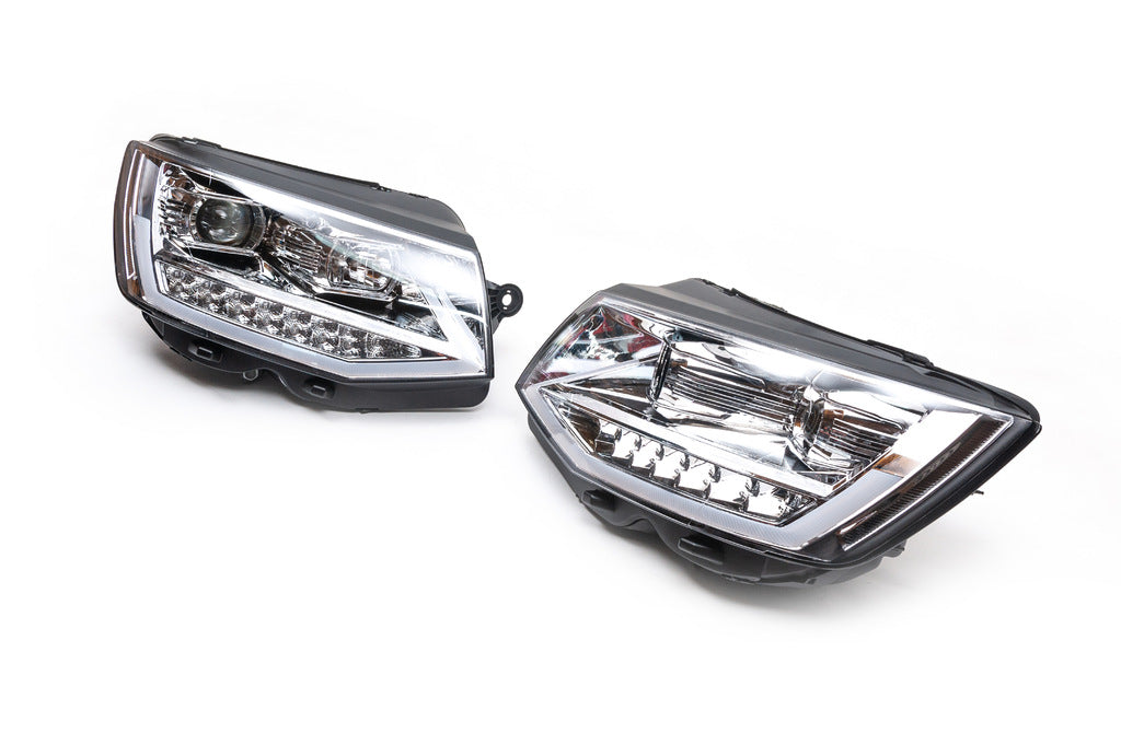 Front headlights with LED daytime running lights 2015-2019 (Silver, 2 pcs) for Volkswagen T6 2015-2024 - image 4