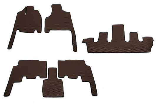 Mats (3 rows, EVA, brown) for Chrysler Voyager 2001-2007 - Reelken Auto