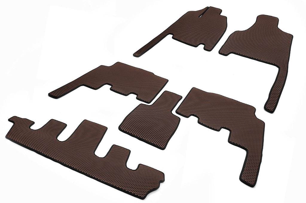 Mats (3 rows, EVA, brown) for Chrysler Voyager 2001-2007 - Reelken Auto
