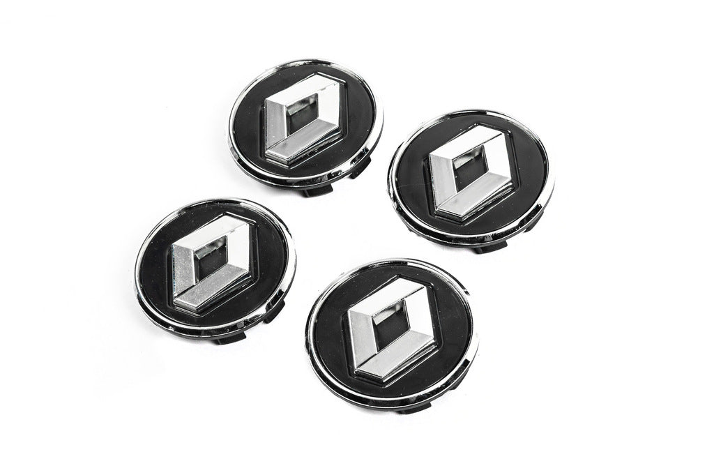 Black wheel center caps with ring 81568 (57mm to 49mm, set of 4) for Renault - image 1