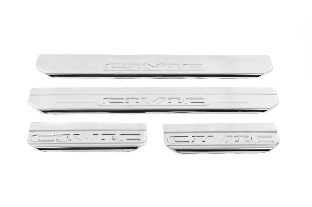 Carmos V2 Stainless Steel Door Sill Protectors (4 pcs) for Honda Civic Sedan VIII 2006-2011 - image 1