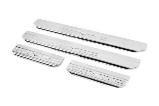 Carmos V2 Stainless Steel Door Sill Protectors (4 pcs) for Honda Civic Sedan VIII 2006-2011 - image 2