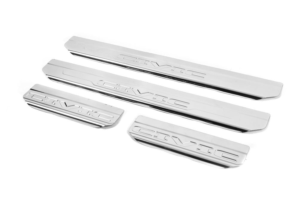 Carmos V2 Stainless Steel Door Sill Protectors (4 pcs) for Honda Civic Sedan VIII 2006-2011 - image 2