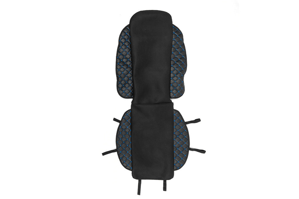 Car Seat Cover ECO and Fabric (1 pc, Black with Blue Stitching + Fabric) - image 1