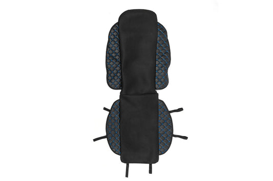 Car Seat Cover ECO and Fabric (1 pc, Black with Blue Stitching + Fabric) - image 1