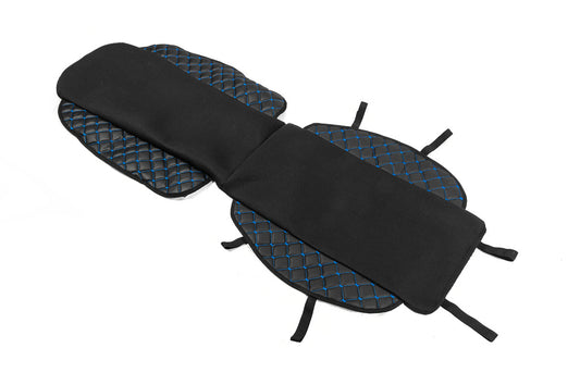 Car Seat Cover ECO and Fabric (1 pc, Black with Blue Stitching + Fabric) - image 2