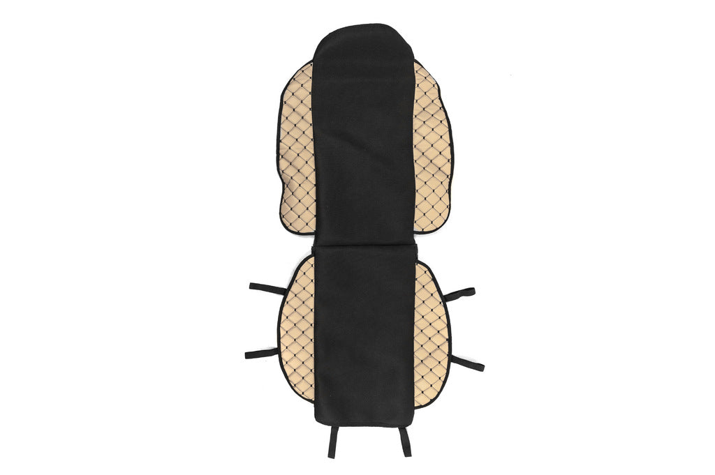 Car Seat Cover ECO and Fabric OLD (1 pc, Beige with Black Stitching + Fabric) - image 2