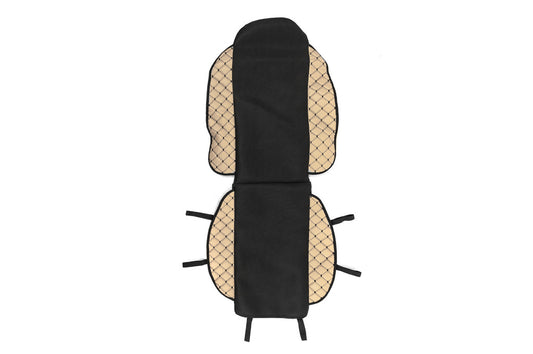 Car Seat Cover ECO and Fabric OLD (1 pc, Beige with Black Stitching + Fabric) - image 2