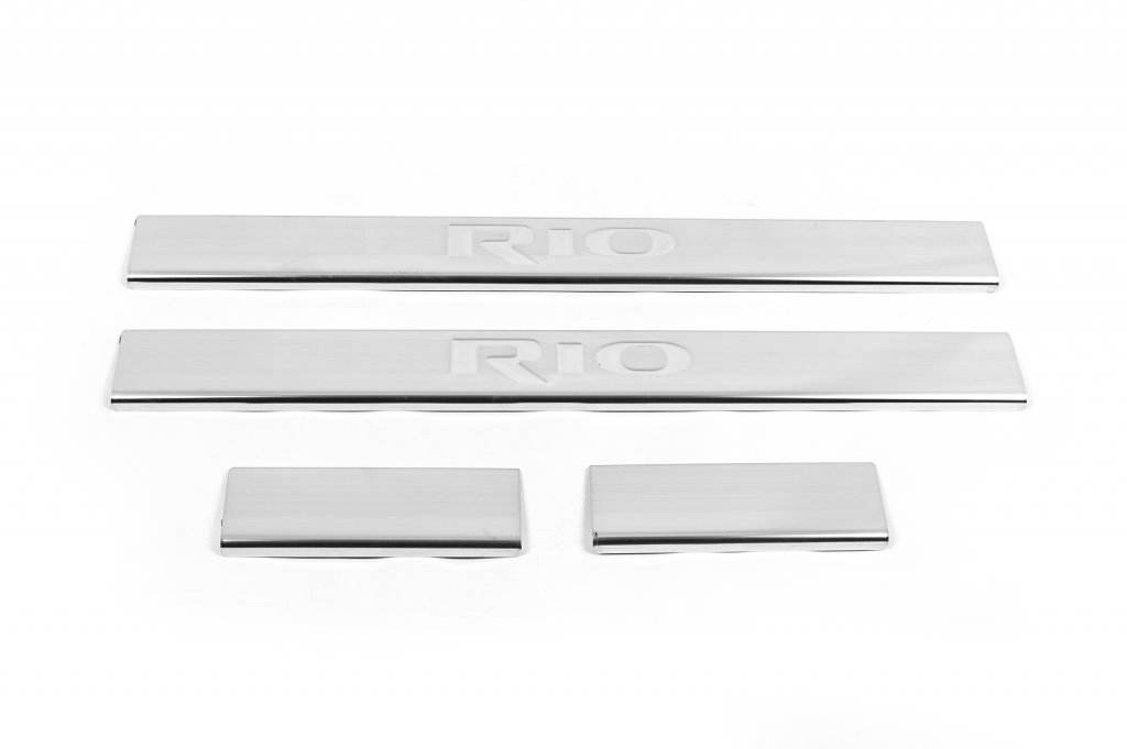 OmsaLine threshold pads (stainless steel, 4 pcs.) for Kia Rio 2012-2017 - Reelken Auto