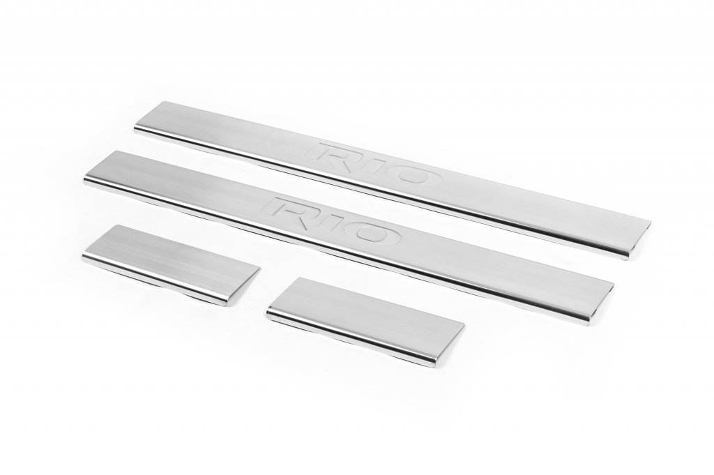 Door sills OmsaLine (4 pieces, stainless steel.) for Kia Rio 2005-2011 - Reelken Auto
