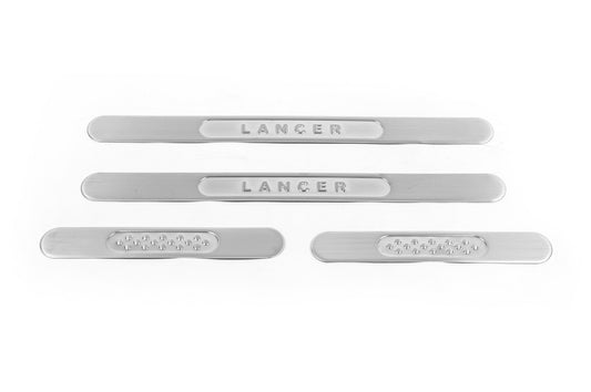 Door Sill Covers (Slim Model, 4 pcs, Stainless Steel) for Mitsubishi Lancer X 2008- - image 2