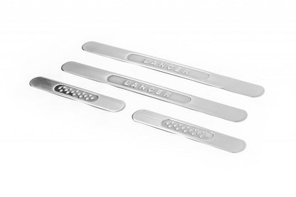Door Sill Covers (Slim Model, 4 pcs, Stainless Steel) for Mitsubishi Lancer X 2008- - image 1