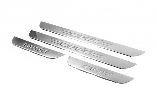 Door Sill Protectors OmsaLine (4 pcs, stainless steel) for Kia Ceed 2012-2018 - image 1