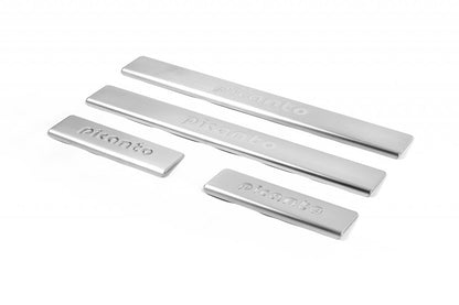 Door Sill Protectors OmsaLine (4 pcs, Stainless Steel) for Kia Picanto 2011-2016 - image 1