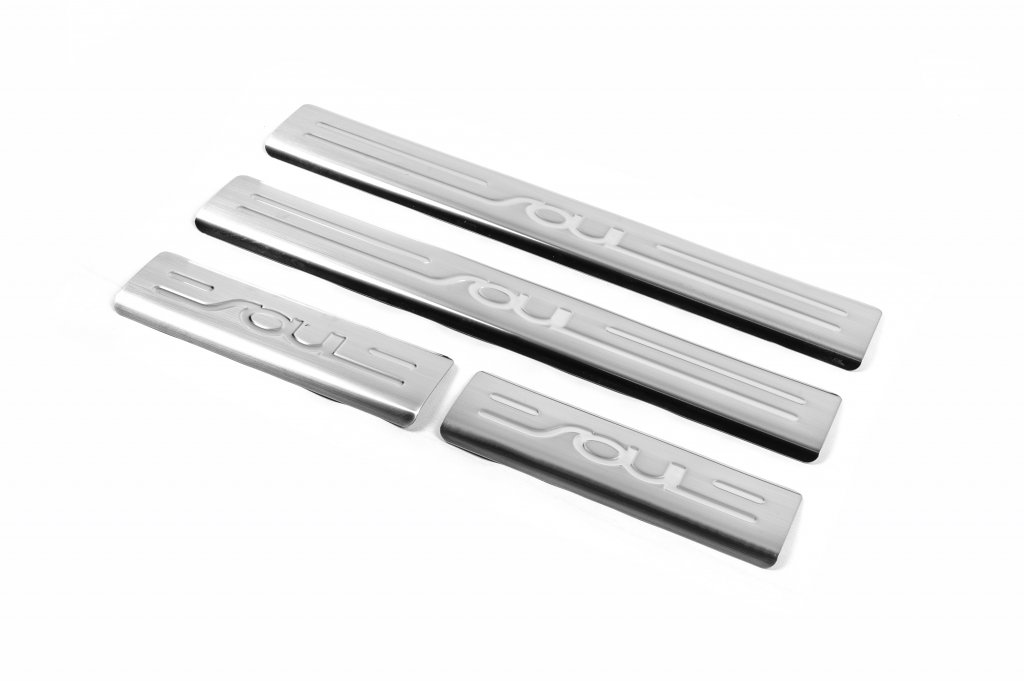 Door Sill Protectors OmsaLine (4 pcs, stainless steel) for Kia Soul I 2008-2013 - image 1