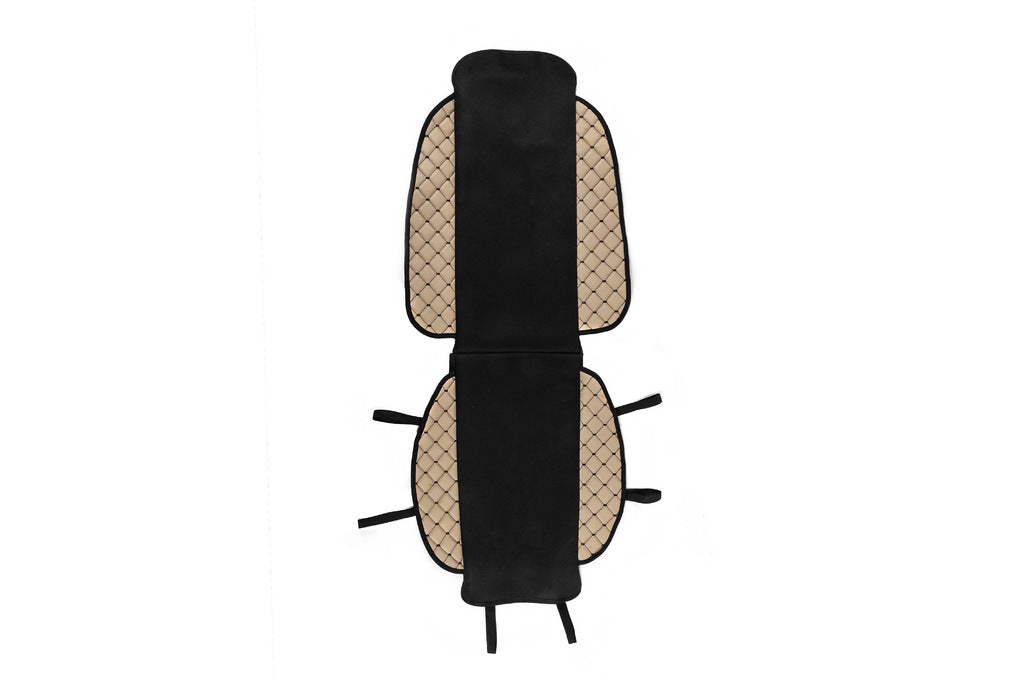 Car Seat Cover ECO and Fabric (1 pc, Beige with Black Stitching + Fabric) - image 1