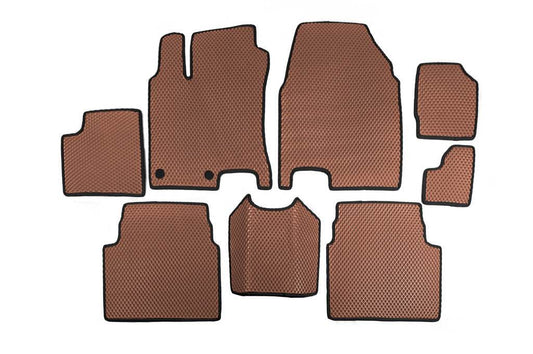 Mats for +2 (3 rows, EVA, Brown) for Nissan Qashqai 2010-2014 - Reelken Auto