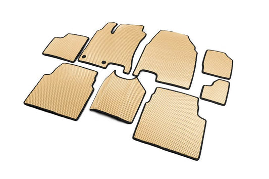 Mats for +2 (3 rows, EVA, Beige) for Nissan Qashqai 2007-2010 - Reelken Auto