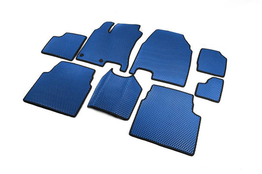 Mats for +2 (3 rows, EVA, Blue) for Nissan Qashqai 2007-2010 - Reelken Auto