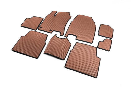 Mats for +2 (3 rows, EVA, Brown) for Nissan Qashqai 2007-2010 - Reelken Auto