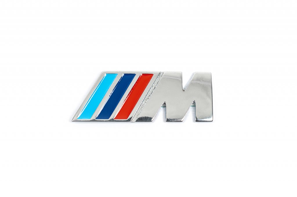 Badge M 80mm x 30mm (Stainless Steel) for BMW 5 Series E-34 1988-1995 - image 1