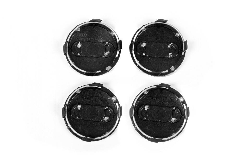 Wheel caps 57/61 mm, with a ring (4 pcs., black) for Audi - Reelken Auto
