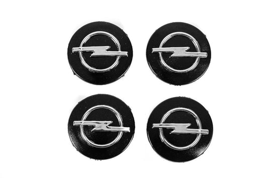 Wheel caps 55/43mm op5543b (black, 4 pcs.) for Opel - Reelken Auto