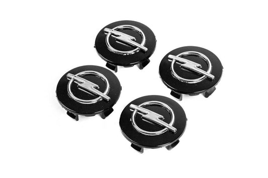 Wheel caps 55/43mm op5543b (black, 4 pcs.) for Opel - Reelken Auto
