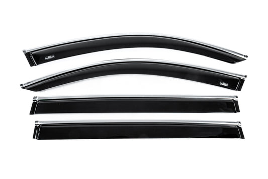 Window deflectors with chrome trim Allspace LWB (4 pcs, HIC) for Volkswagen Tiguan 2016-2023 - image 1