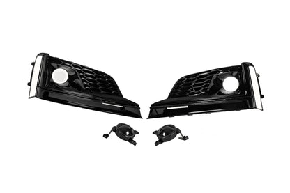 Fog light grilles with fog lamp (2016-2019, 2 pcs, Black) for Audi A5 2016-2025 - image 1