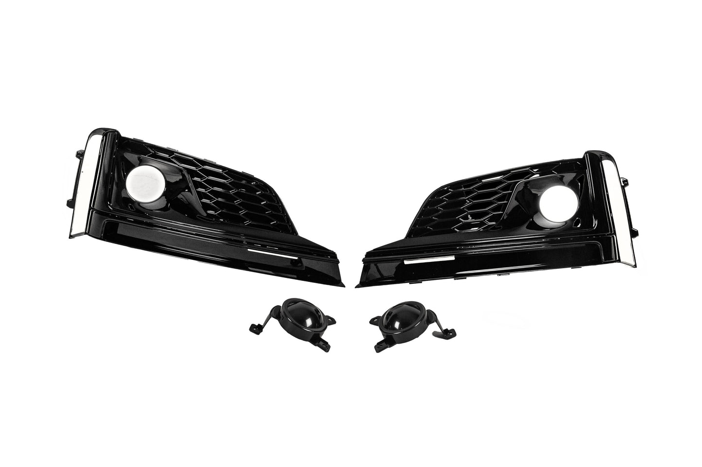 Fog light grilles with fog lamp (2016-2019, 2 pcs, Black) for Audi A5 2016-2025 - image 1