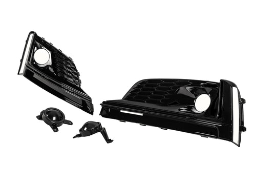 Fog light grilles with fog lamp (2016-2019, 2 pcs, Black) for Audi A5 2016-2025 - image 2