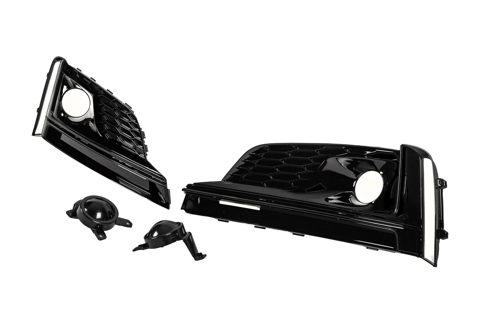 Fog light grilles with fog lamp (2016-2019, 2 pcs, Black) for Audi A5 2016-2025 - image 2