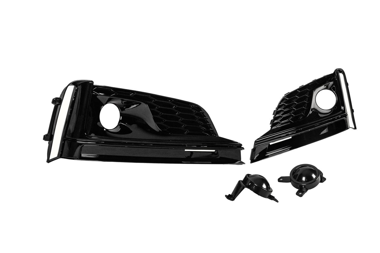 Fog light grilles with fog lamp (2016-2019, 2 pcs, Black) for Audi A5 2016-2025 - image 3