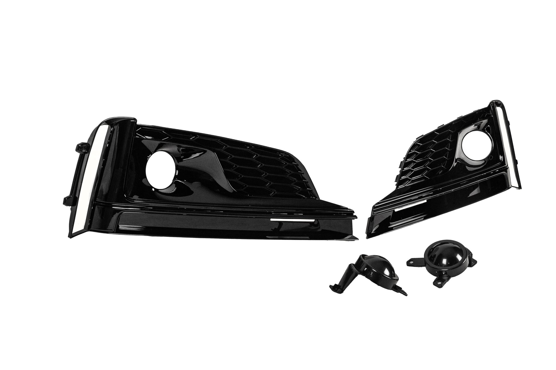 Fog light grilles with fog lamp (2016-2019, 2 pcs, Black) for Audi A5 2016-2025 - image 3