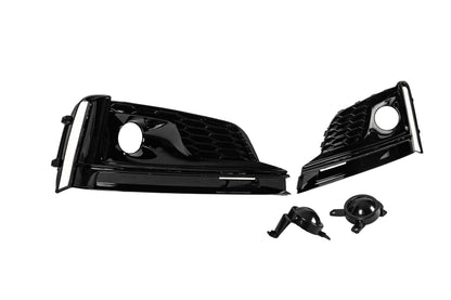 Fog light grilles with fog lamp (2016-2019, 2 pcs, Black) for Audi A5 2016-2025 - image 3