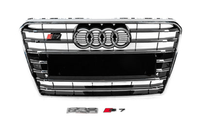 Front Grille S-Style (2010-2014, black with chrome) for Audi A7 2010-2018 - image 1