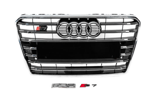 Front Grille S-Style (2010-2014, black with chrome) for Audi A7 2010-2018 - image 1