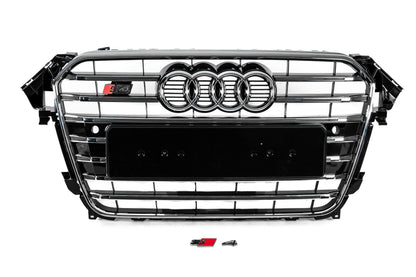 Front Grille S-Style (2012-2015, black with chrome) for Audi A4 B8 2007-2015 - image 1
